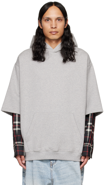 Shop Marni Gray Layered Hoodie In 00n38 Inox