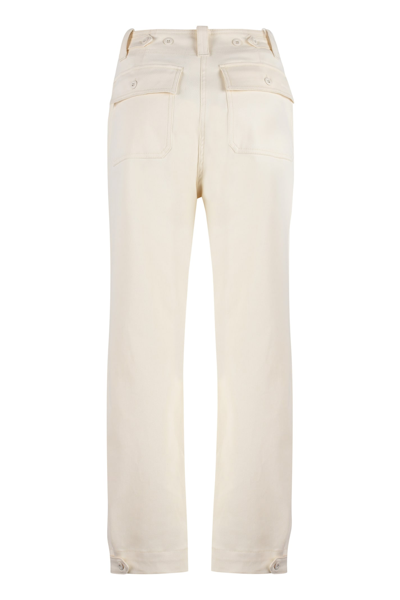 Shop Weekend Max Mara Eros Stretch Cotton Trousers In Panna