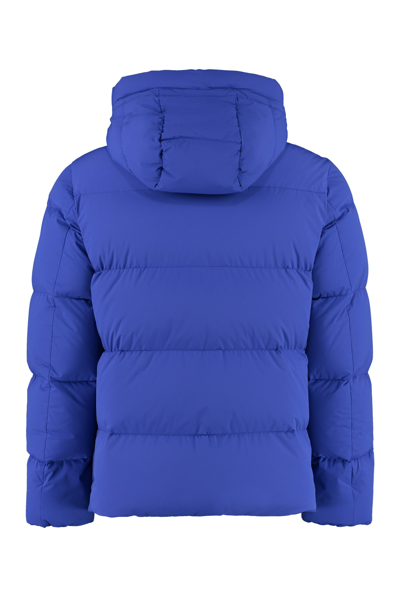 Shop Woolrich Sierra Supreme Hooded Nylon Down Jacket In Blue