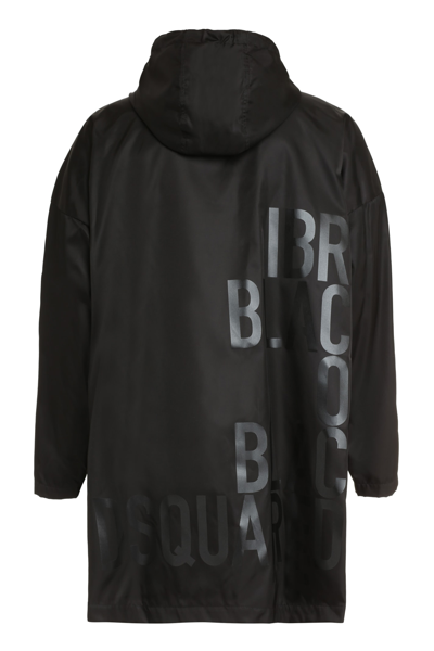 Shop Dsquared2 Ibra Hooded Nylon Jacket In Black