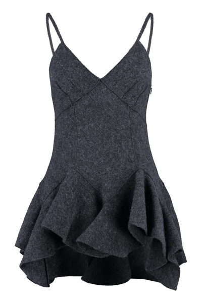 Shop Givenchy Wool Top Wool With Flounces In Grey