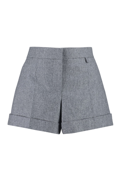 Shop Givenchy High Waist Wool Shorts In Grey