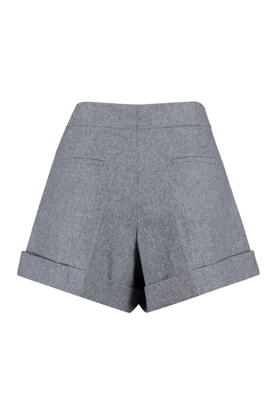 Shop Givenchy High Waist Wool Shorts In Grey