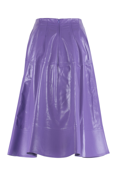Shop Bottega Veneta Leather Skirt In Purple