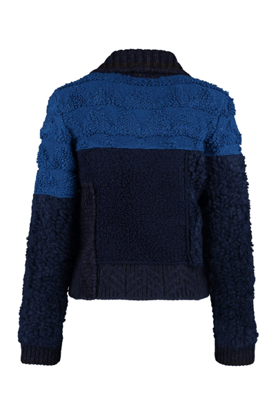 Shop Bottega Veneta Wool V-neck Sweater In Blue
