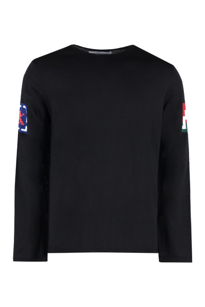 Shop Comme Des Garçons Shirt Fine Knit Crew-neck Sweater In Black