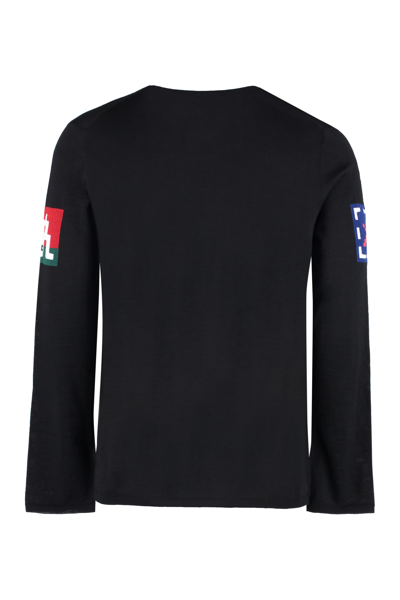 Shop Comme Des Garçons Shirt Fine Knit Crew-neck Sweater In Black