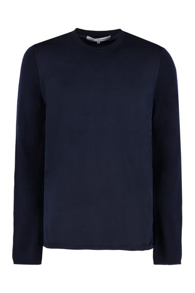 Shop Comme Des Garçons Shirt Wool-blend Crew-neck Sweater In Blue