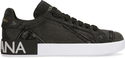 Shop Dolce & Gabbana Portofino Fabric Low-top Sneakers In Black