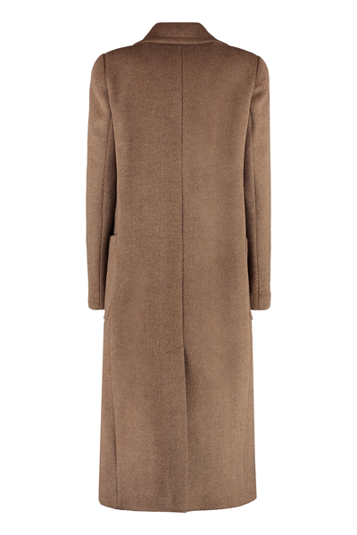 Shop Stella Mccartney Double-breasted Wool Coat In Brown