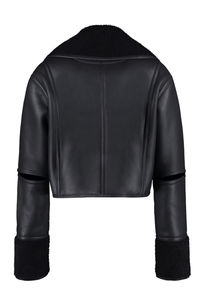 Shop Loewe Deconstructed Leather Jacket In Black