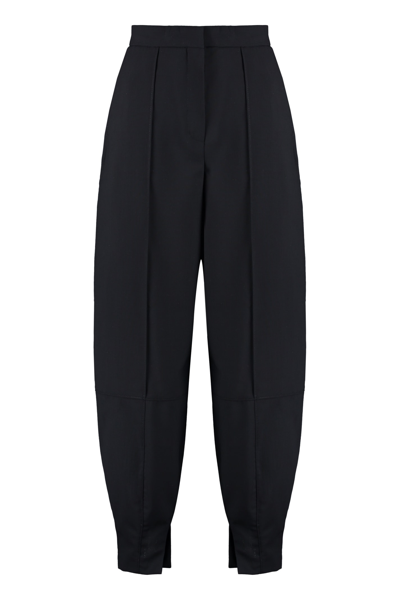 Shop Loewe Wool Wide-leg Trousers In Black