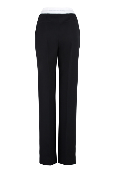 Shop Alexander Wang High-waist Wide-leg Trousers In Black