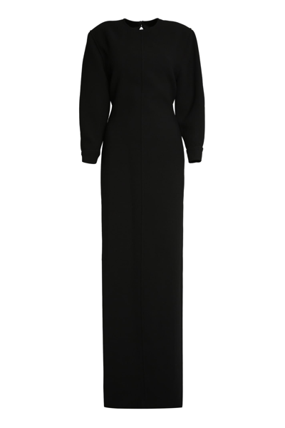 Shop Saint Laurent Long Wool Dress In Black