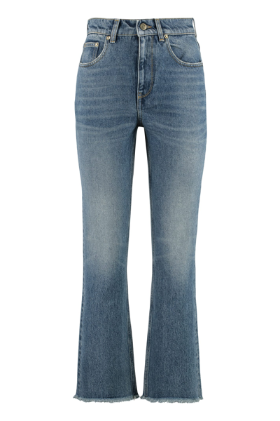 Shop Golden Goose Embroidered Patch Cropped Jeans In Blue