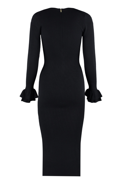 Shop Michael Michael Kors Ribbed Knit Dress In Black