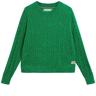 Tommy Hilfiger Kids' Chenille Cable Sweater Green Malachite | ModeSens