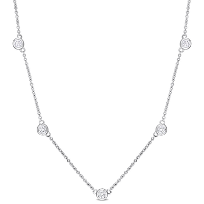 Amour 1 Ct Tw Diamond Station Necklace In Platinum In White