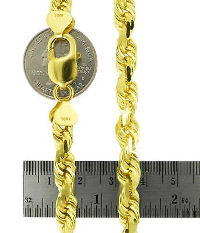 Pre-owned Nuragold 10k Yellow Gold Solid Mens 8mm Diamond Cut Rope Chain Necklace Italian Made 28"