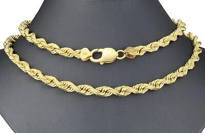 Pre-owned Nuragold 10k Yellow Gold 8mm Rope Diamond Cut Italian Chain Pendant Mens Necklace 30"