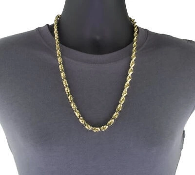 Pre-owned Nuragold 10k Yellow Gold Solid Mens 8mm Diamond Cut Rope Chain Necklace Italian Made 28"