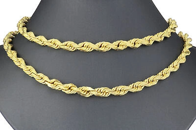 Pre-owned Nuragold 10k Yellow Gold 8mm Rope Diamond Cut Italian Chain Pendant Mens Necklace 30"