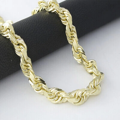 Pre-owned Nuragold 10k Yellow Gold Solid Mens 8mm Diamond Cut Rope Chain Necklace Italian Made 28"