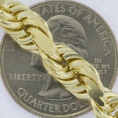 Pre-owned Nuragold 10k Yellow Gold Solid Mens 8mm Diamond Cut Rope Chain Necklace Italian Made 28"