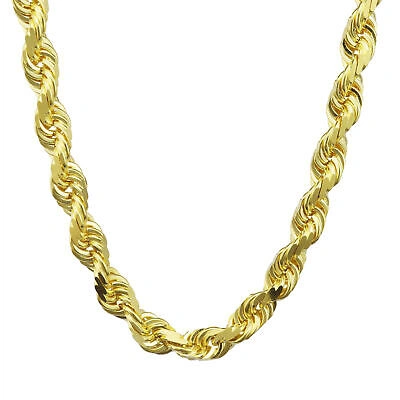 Pre-owned Nuragold 10k Yellow Gold Solid Mens 8mm Diamond Cut Rope Chain Necklace Italian Made 28"