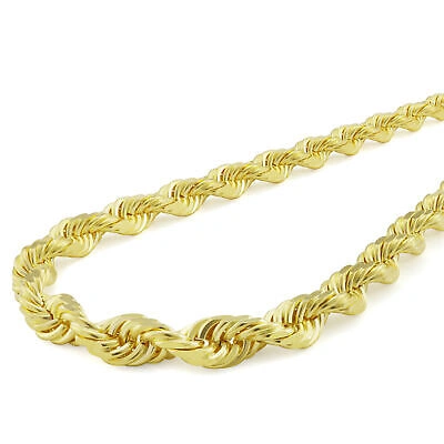 Pre-owned Nuragold 10k Yellow Gold Solid Mens 8mm Diamond Cut Rope Chain Necklace Italian Made 28"