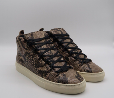 Pre-owned Balenciaga Pelle S. Gomm Arena Python Beige Leather Sneakers  Men's Size X 41 | ModeSens