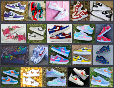 Nike, Shoes, Neon Blue And Pink Air Force Ones