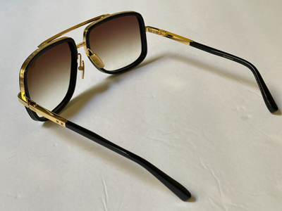 Pre-owned Dita Mach-one Drx2030b-59 Black/gold Sunglasses Gradient Lens 59-17-127 In Brown