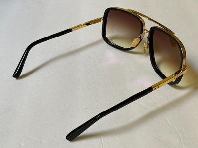 Pre-owned Dita Mach-one Drx2030b-59 Black/gold Sunglasses Gradient Lens 59-17-127 In Brown