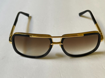 Pre-owned Dita Mach-one Drx2030b-59 Black/gold Sunglasses Gradient Lens 59-17-127 In Brown