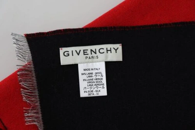Pre-owned Givenchy Unisex Red Scarf Wool Silk Fringes Warm Winter Long Casual Shawl Wrap