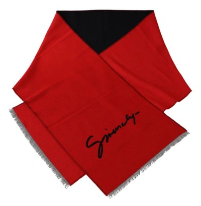 Pre-owned Givenchy Unisex Red Scarf Wool Silk Fringes Warm Winter Long Casual Shawl Wrap