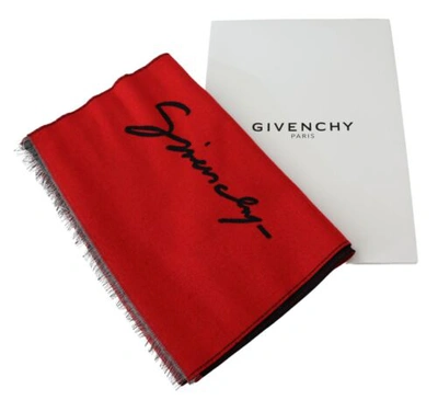 Pre-owned Givenchy Unisex Red Scarf Wool Silk Fringes Warm Winter Long Casual Shawl Wrap