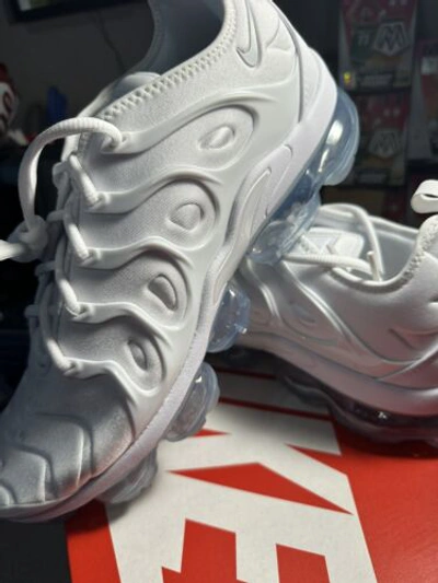 Pre-owned Nike Air Vapormax Plus Triple White Platinum Mens Shoes 924453 100 Size 11.5