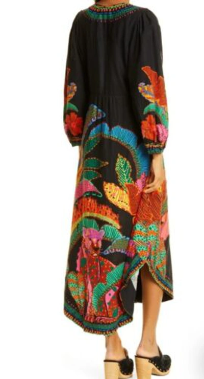 Pre-owned Farm Rio Women's Black Cool Leopards Maxi Dress Size Xsmall Bohotropical