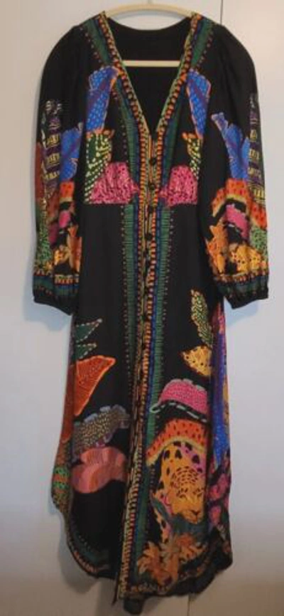 Pre-owned Farm Rio Women's Black Cool Leopards Maxi Dress Size Xsmall Bohotropical