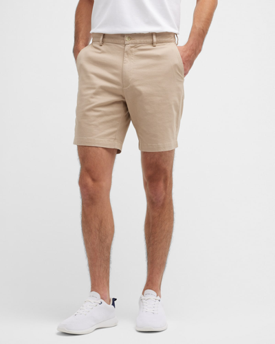 Shop Peter Millar Men's Pilot Flat Front Shorts In Khaki