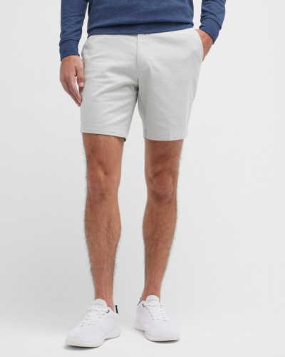 Shop Peter Millar Men's Pilot Flat Front Shorts In Light Grey
