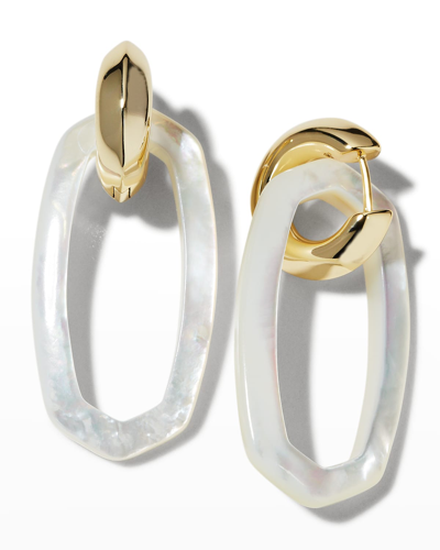Shop Kendra Scott Danielle Link Earrings, Mother-of-pearl In Gold White Crysta