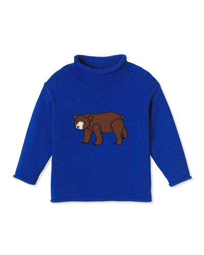 Shop Classic Prep Childrenswear Boy's Fraser Roll-neck Intarsia Sweater In Medieval Blue