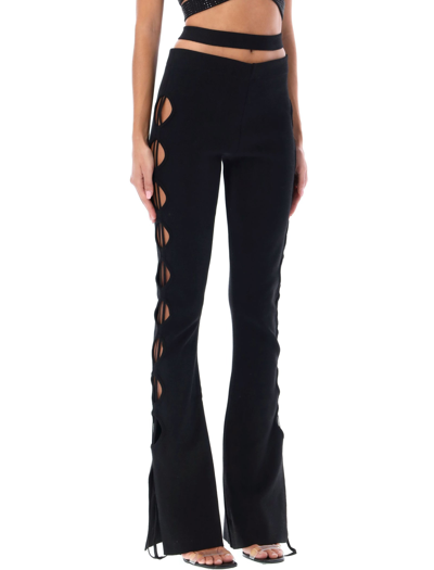 Shop Andreädamo Cut-out Flare Pants In Black