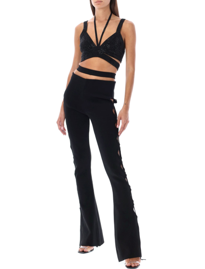 Shop Andreädamo Cut-out Flare Pants In Black