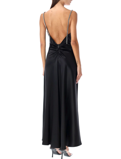 Shop Msgm Star Embellished Slip Dress In Black
