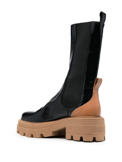 Shop Sergio Rossi Boots In Nero+naturale