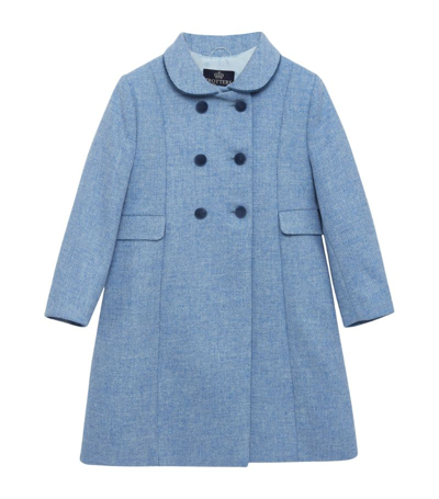 Shop Trotters Wool Double-breasted Coat (2-5 Years) In Blue